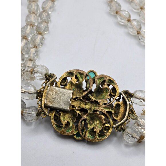 ANTIQUE Austro-Hungarian Crystal Bead Necklace Circa 1890 Ornate Filigree read - Picture 11 of 15